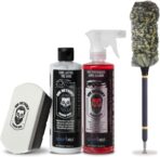 Mr. Detroit - 4pc Wheel & Tire Care Kit Powerful Wheel Cleaner, High-Gloss Tire Shine, Drill Wheel Brush with Soft Wool Microfiber Bristles, Hex Logic Applicator Pad (CL-4DHP062)