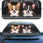 Funny Dog Car Windshield Sunshade, Universal Fit, 59"L x 31.5"W, Polyester, Blocks UV Rays & Heat, Easy Installation