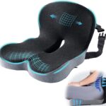 Ergonomic Seat Cushion with Adjustable Strap, Memory Foam Office Chair Seat Cushion with L-Shaped Design, Car Seat Cushion Fits for Truck Driver Semi Truck, Gaming Chair, Desk, Light&Dark Gray