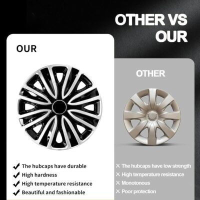 15 inch Wheel Covers for Iron Rim, 15" Hubcap Set of 4, Plastic Cap Rim Covers Wheel Replacement Plastic Hubcaps Automotive Accessories (15inch-Sword-4PCS-Cover, 15 Inch) - Image 4