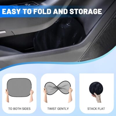 4 PCS Universal Car Window Shades for Baby, 20"x12" Static Cling Mesh Car Shades for Side Windows, Easy Fold UV & Sun Protection Window Covers for Family Travel - Image 6