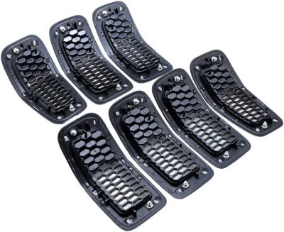 Compatible with 2014-2018 Jeep Cherokee 4-Door Grille Grill Cover Trim Insert Kit 7pcs (Black Mesh Grille + Chrome Moulding Trim) - Image 6