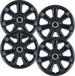 ROXX Black Lacquer Hubcaps Wheel Covers, Universal Wheel Covers Guards Snap On Auto Tire Rim OEM Style Replacement, Fits Most Car Trunk SUV-Set of 4 (14-inch)