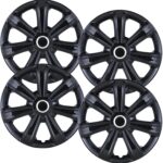 ROXX Black Lacquer Hubcaps Wheel Covers, Universal Wheel Covers Guards Snap On Auto Tire Rim OEM Style Replacement, Fits Most Car Trunk SUV-Set of 4 (14-inch)