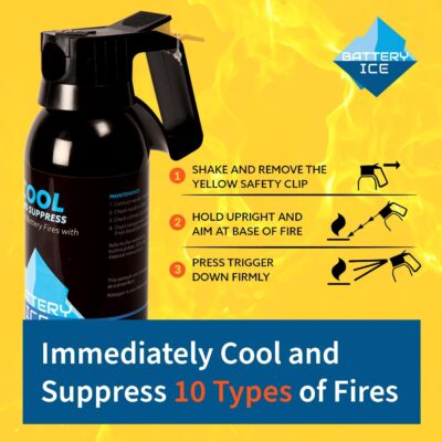 Lithium-Ion Fire Suppressant by Battery Ice | Patented Technology | Compact Fire Aerosol Spray for Home, Garage and Office | Non-Toxic, Eco-Friendly & Easy to Use (Single) - Image 3