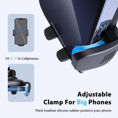 Qifutan Phone Holder - 14-Inch Long Arm Windshield Car Cell Phone Holder Anti-Shake Stabilizer Automobile Mount for iPhone Android Smartphones - Image 5