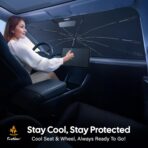 Econour Windshield Sun Shade Umbrella for Car | Medium Foldable Car Sunshade | UV & Heat Protection Front Window Sun Shield, Keeps Interior Cool, Fits Sedans SUVs & Trucks (57” x 33”) - Image 4