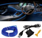 EL Wire Interior Car LED Strip Lights, 16.4FT RGB USB Neon Automotive Light Strip, Electroluminescent Vehicle Ambient Lighting Kit, Interior Decoration Car Accessories (Blue)