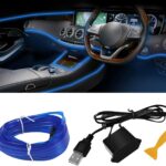 EL Wire Interior Car LED Strip Lights, 16.4FT RGB USB Neon Automotive Light Strip, Electroluminescent Vehicle Ambient Lighting Kit, Interior Decoration Car Accessories (Blue)