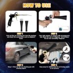 Air Blow Gun Car Interior Cleaning Gun High Pressure Car Detailing Cleaning Tool with Nozzle and Auto Detailing Dusting Brush for Quickly Blasts Dirt and Dust from Surface - Image 6