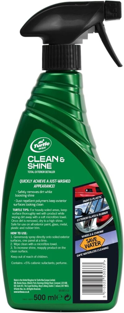 Turtle Wax Quick Easy Clean & Shine Detailer detergente cera auto Spray 500 ml - Image 2