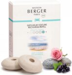 Maison Berger Luxury Car Diffuser Refill Set – Ceramic Inserts for Vent Clip Diffusers, 4-Week Passive Diffusion, Premium In-Car Fragrance Refill, Made in France (Ocean Breeze)