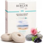 Maison Berger Luxury Car Diffuser Refill Set – Ceramic Inserts for Vent Clip Diffusers, 4-Week Passive Diffusion, Premium In-Car Fragrance Refill, Made in France (Ocean Breeze)