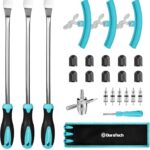 DURATECH 14.5" Steel Tire Spoons Tool Set, 24-Piece Tire Bar Removal Set with Rim Protectors, Valve Core Tools and Storage Bag, Tire Changing Iron Tool Kit for Motorcycle, Bicycle, ATV and Lawn Mower