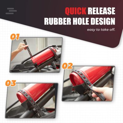 Kemimoto UTV Fire Extinguisher Holder, Adjustable Quick Release Roll Bar Fire Extinguisher Mount compatible with Polaris RZR Can Am X3 compatible with Kawasaki Teryx - Image 6