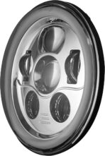 Eagle Lights 8700CG3HPKR 7" LED Headlight and LED Spot/Passing Light Kit with White Halo Rings for Harley-Davidson® Motorcycles - Generation III/Chrome Halo Kit/Add Adapter Ring - Image 7