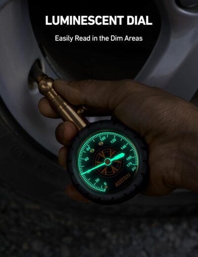 AstroAI Tire Pressure Gauge 6-170 PSI, Large 2" Easy Read Glow Dial Tire Gauge, Certified ANSI B40.1(1%) Accurate, Compatible for Bicycle, Car, SUV, Truck & Motorcycle - Image 7