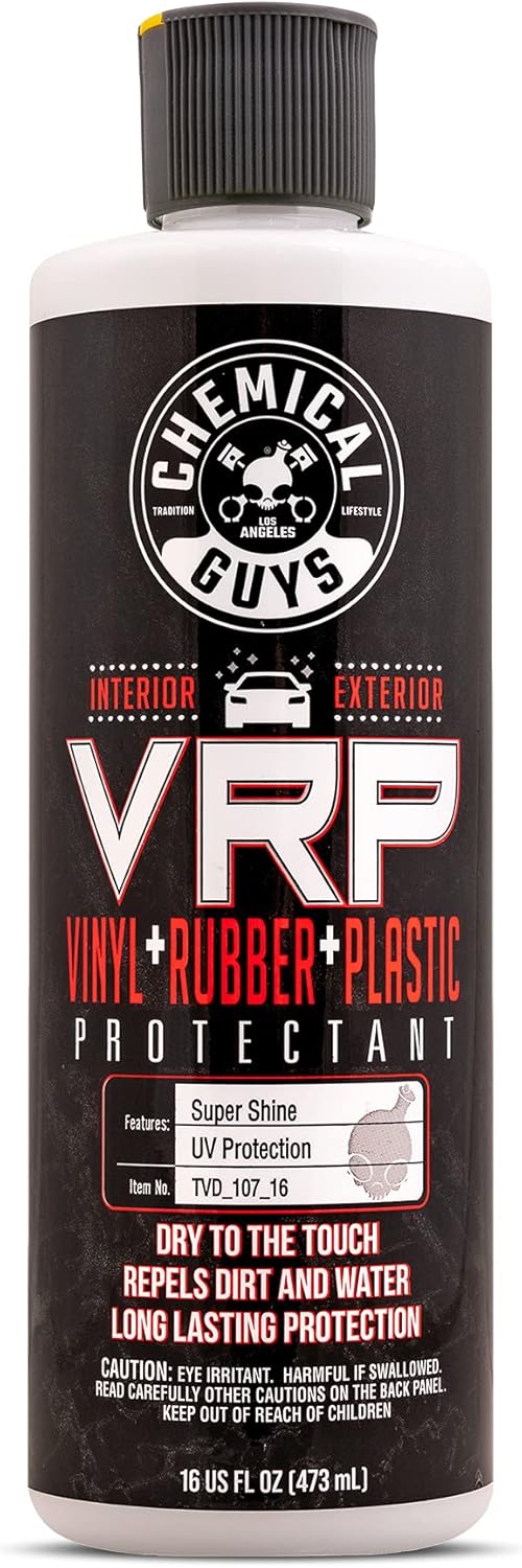 71M8zhA2MzL._AC_SL1500_.jpg Chemical Guys VRP Vinyl, Rubber, and Plastic Dressing - Tire Dressing, Non-Greasy, Dry-to-the-Touch Shine for Tires, Trim, and More, Safe for Cars, Trucks, SUVs, RVs & More - 16 oz - Image 1