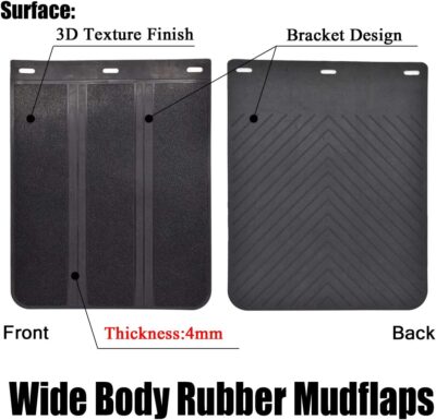 2pcs/Set Universal Heavy Duty Rubber Mud Flaps Car Pickup SUV Vans minivans Light Trucks RVs SUVs Semi-Truck Motor Home 4x4 4WD Off-Road Splash Guards Mudflaps Mudguards Dirty Traps 15”x12” - Image 2