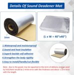 Car Heat Sound Deadening Insulation Mat, Sound Deadener & Heat Insulation Pad for Auto Hood Engine Roof Door and Trunk - 197mil 21.6sqft - 40 Inch x 40 Inch - 2PACK, Aluminum Foil - Image 3