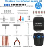 Tire Repair Kit, Tire Inflator Portable Air Compressor, Heavy Duty Flat Tire Repair Kit With 12V Air Pump For SVU, Car, Motorcycle, Truck, RV And Other Tire Repair - Image 2