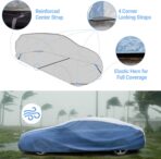 Season Guard HYVEK™ Car Cover for Sedan up to 228", Waterproof All-Weather Outdoor Cover with PE Outer & Cotton Lining, Breathable Blue Sides, Scratch-Resistant, UV Protection, White/Blue - Image 4