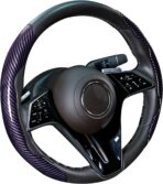 3Pcs Steering Wheel Cover, Car Steering Wheel Cover, Carbon Fiber Car Wheel Cover, Universal Fit, Suitable for 14- to 16-Inch Steering Wheels, Easy Snap-On Installation (Purple)