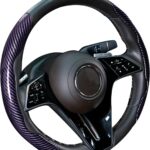 3Pcs Steering Wheel Cover, Car Steering Wheel Cover, Carbon Fiber Car Wheel Cover, Universal Fit, Suitable for 14- to 16-Inch Steering Wheels, Easy Snap-On Installation (Purple)