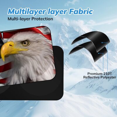 Windshield Sun Shade New American Eagle Flag USA Patriotic Design - Folding Car Front Window Sunshade for Cars SUV Trucks, Max UV Blocking and Keep The Vehicle Cool(64"x33.5") - Image 5