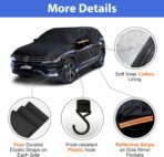 Half Car Cover Top, Hail Protector Car Cover with Cotton Liner, Sunroof & Windshield Cover for Ice and Snow, All Weather Vehicle Body Cover for Sun, Rain, Dust - Image 4