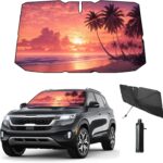 Windshield Sun Shade Umbrella for Car Front Window Sun Visor for Windshield Car Summer Accessories Protect Interior from UV Rays & Heat for Sedan, Compact SUV, Hatchbacks 57"*31"
