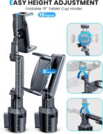 eSamcore Tablet Holder for Car, for iPad Stand Cup Holder Car Mount with 1.57" Depth Large Clamp 15" Height Adjustable Tab Mount Holder for 6"-12.9" Cell Phone iPhone Travel iPad Accessories - Image 4