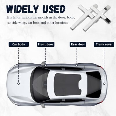 2PCS Individual Jesus Cross for Car Decal Emblem,3D Metal Christian Car Decals Badges for and Cars Decorations,Universal & Self-Adhesive Cross Cars Decal for Most Trucks,SUVs (Silver+Silver) - Image 7