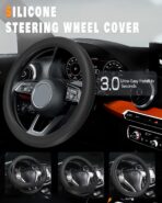 WOCOCN Car Steering Wheel Cover, Thin Anti-Skid Silicone Steering Wheel Cover for Men & Women, Universal Automotive Interior Accessories for Most Cars (Black) - Image 6