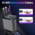 Retractable Car Charger, 4 in 1 Fast Charging Car Charger USB-C & USB-A Compatible with iPhone 16/15/14/13/12/11,Galaxy,Pixel - Image 2