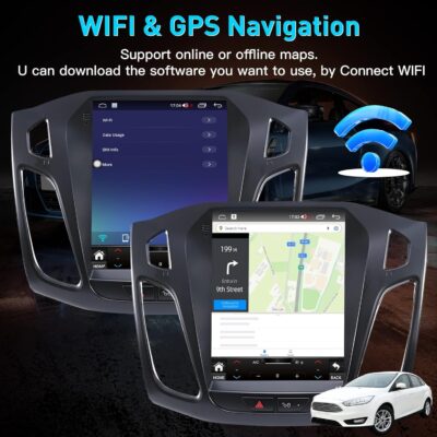 Ford Focus Car Stereo Radio 2012-2018 with Carplay/Android Auto, 10.4 Inch IPS Touch Screen Replacement with GPS Navigation Bluetooth 5GWiFi Mirror Link Backup Camera, 2G RAM 32G ROM - Image 4