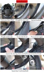 AUTOXBERT 38cm/15 Inch Leather Steering Wheel Cover Stitch On Wrap, Breathable, Anti-Slip Steering Wheel Cover for Nissan Qashqai Toyota Camry RAV4 VW Golf - Image 6