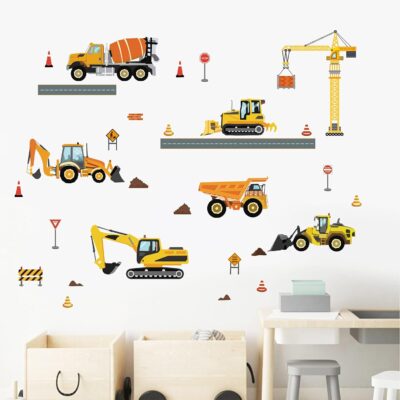 decalmile Construction Vehicles Wall Decals Trucks Tractor Cars Wall Stickers Baby Boys Bedroom Kids Playroom Wall Decor - Image 2