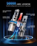 FRANXI 9007/HB5 LED Bulbs fog light bulb, Hi/Low Beam, 1:1 Mini Size, 60W Super Bright 6000K Cool White Plug and Play, IP67 Waterproof, Pack of 2 - Image 3