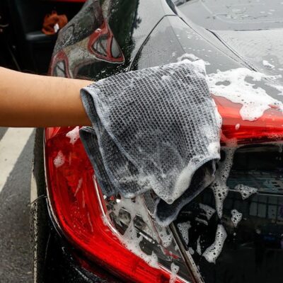 Car Cleaning Cloth 1Pcs Microfiber Wax Polishing Glass Wash Towel Soft Water Absorbent Window Clean Wipe(Blue) - Image 4