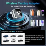 2026 Upgraded Wireless CarPlay Adapter, 2-in-1 Mini CarPlay Adapter for iPhone & Android, 3 Second Auto Stable Connection with Zero Latency, Plug & Play for 2016+ Cars with USB-A/USB-C Ports - Image 8