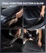 Car Vacuum Portable Cordless Handheld Vacuum Cleaner 4-in-1 Mini Cordless Vacuum with 2 Suction Modes and 16800pa Suction Power Blowing & Inflating 2 Modes Handheld Vacuum for Car, Desk, Keyboards - Image 3
