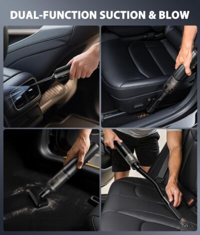 Car Vacuum Portable Cordless Handheld Vacuum Cleaner 4-in-1 Mini Cordless Vacuum with 2 Suction Modes and 16800pa Suction Power Blowing & Inflating 2 Modes Handheld Vacuum for Car, Desk, Keyboards - Image 3