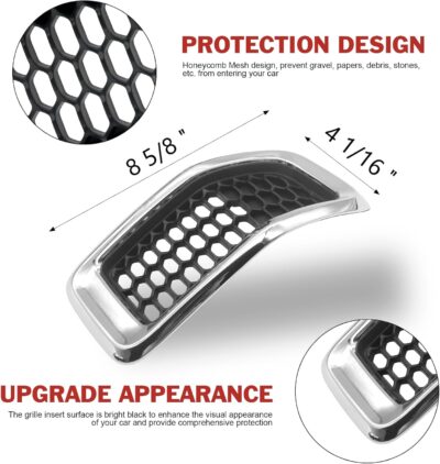 JINCHEN 7pcs Grill Mesh Inserts Fit for Jeep Cherokee 2014-2018, Honeycomb Mesh Front Grill Inserts Grille Cover Frame Trims (Chrome Trim) - Image 2