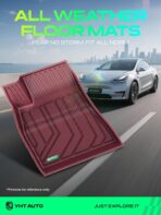 YHTAUTO Floor Mats Compatible with Tesla Model 3 Highland 2024 2025, TPE Floor Liners All Weather Custom Fit, 1st & 2nd Row, Set of 3, Red - Image 2