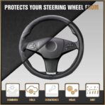 K KNODEL Universal Fit Steering Wheel Cover, Microfiber Leather Car Steering Wheel Cover, Anti-Slip Car Wheel Protector, 15 Inch (Black) - Image 6