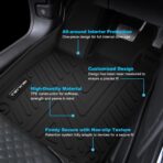 Floor Mats for Honda Pilot 2023 2024 2025 2026 All Weather Protection TPE Rubber Floor Liners for 2023-2026 Honda Pilot Accessories, Odorless Anti-Slip, 1st, 2nd & 3rd Row, Black - Image 4