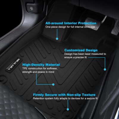 Floor Mats for Honda Pilot 2023 2024 2025 2026 All Weather Protection TPE Rubber Floor Liners for 2023-2026 Honda Pilot Accessories, Odorless Anti-Slip, 1st, 2nd & 3rd Row, Black - Image 4