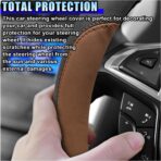 14.5"-15" Car Steering Wheel Cover, Microfiber Leather Breathable Wheel Cover, Anti-Slip Lining Steering Wheel Covers, Car Accessories Interior Decoration for Women Men (Coffee) - Image 4