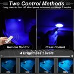 4PCS Wireless Car LED Lights with Remote Control, 16 Colors Interior Car Led Puck Lights, Rechargeable Ambient Lighting Kit with Dimmer & Timer, Inside Night Lamp for Vehicle Home Decoration - Image 3